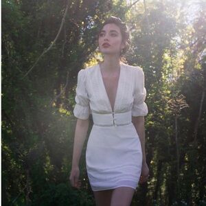 Reformation Plunge Cotton Voile Dress